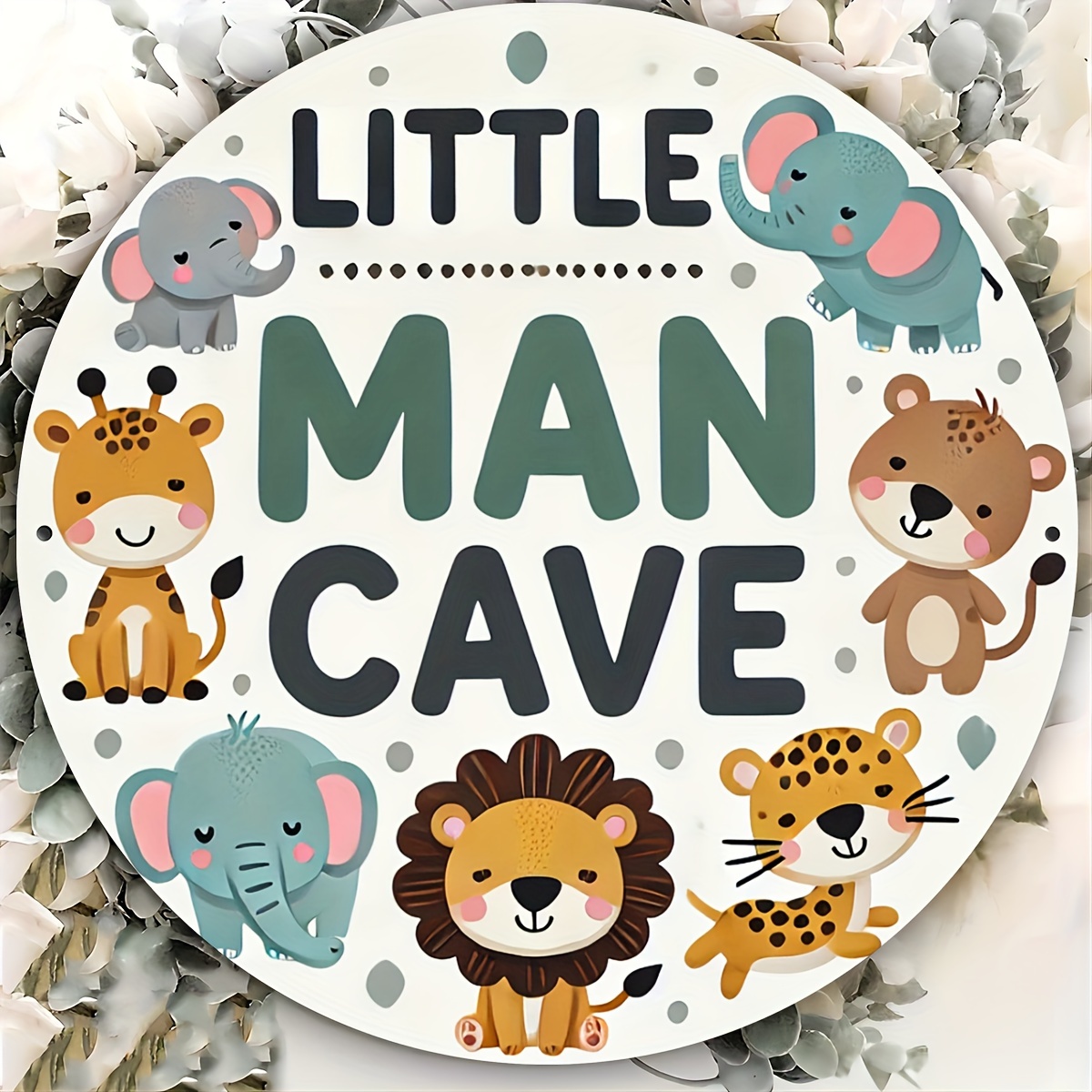 Baby Nursery Vintage - Holzschild Kleiner Männer-Höhlenraum Safari Dschungeltiere Vintage