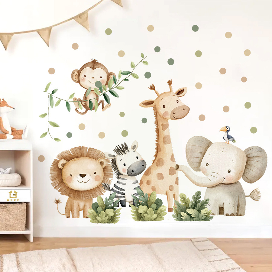 Baby Nursery Wallpaper - Boho Waldtiere Wandaufkleber für Kinderzimmer Jungen