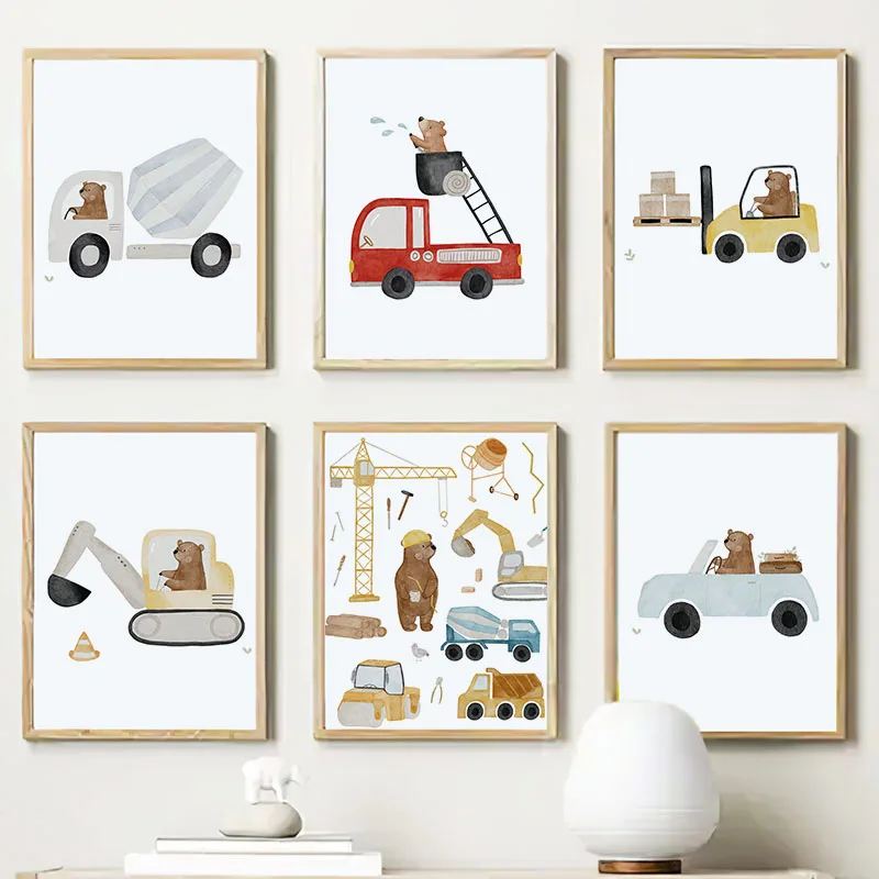 Baby Nursery Letters - Kinderzimmer Wandkunst Kinderzimmer-Dekoration Cartoon Bär Gabelstapler