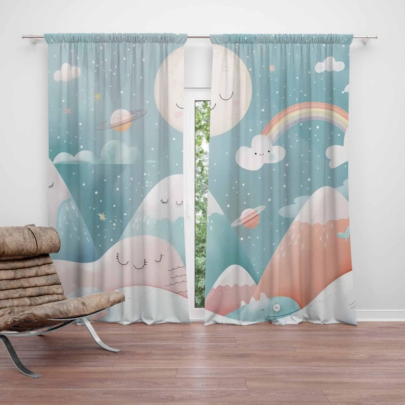 Baby Nursery Youtube - Berg Regenbogen Baby Kinderzimmer Vorhänge Wolke