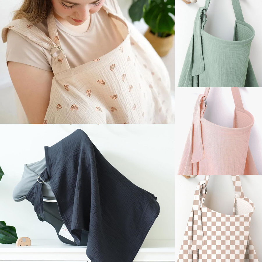 Nursing Cover Breastfeeding - Musselin Stilltuch Tragbare 100% Baumwolle Stillabdeckung