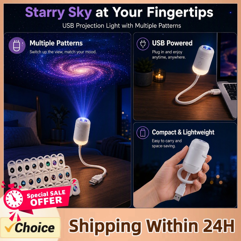 Night Light Projector Stars - USB-Sternenhimmel-Projektorlampe HD Galaxie-Stern- und Ozean-Projektor Nachtlicht