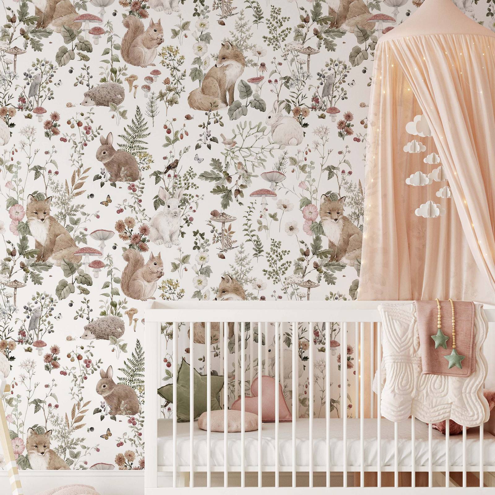 Baby Nursery Vintage - Waldbabys MuraL, großformatige Tapete für Jungenzimmer