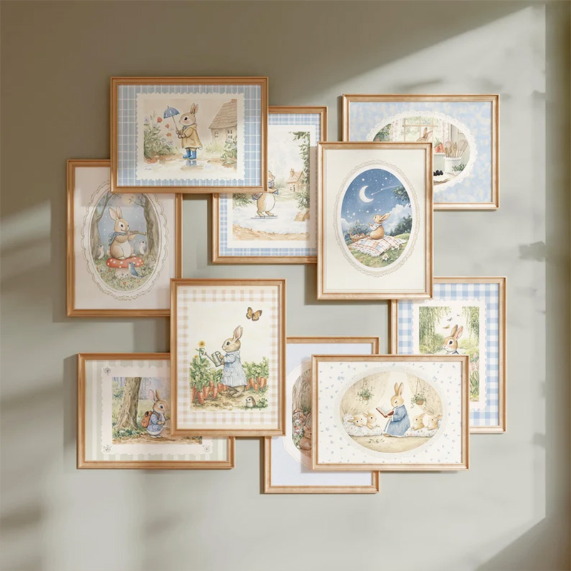 Baby Nursery Vintage - Vintage Boho Blue Plaid Rabbit inspiriertes