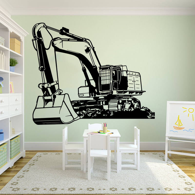 Baby Nursery Wallpaper - Große schwere Equipmen Bagger Bagger Wandaufkleber