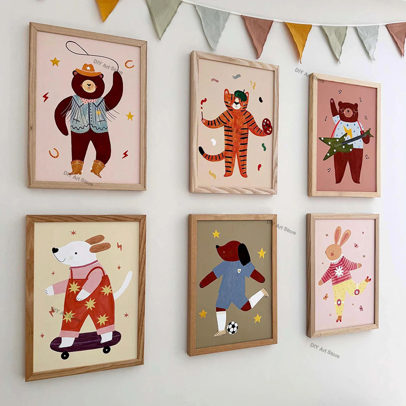 Baby Nursery Art - Lustige Cartoon-Tier Kinderzimmer Wandkunst Leinwandbilder Bär