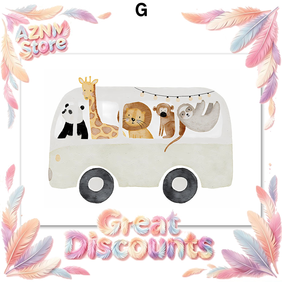 Baby Nursery Art - Boho-Tierfreunde Elefant Hase Bär Hirsch Biene
