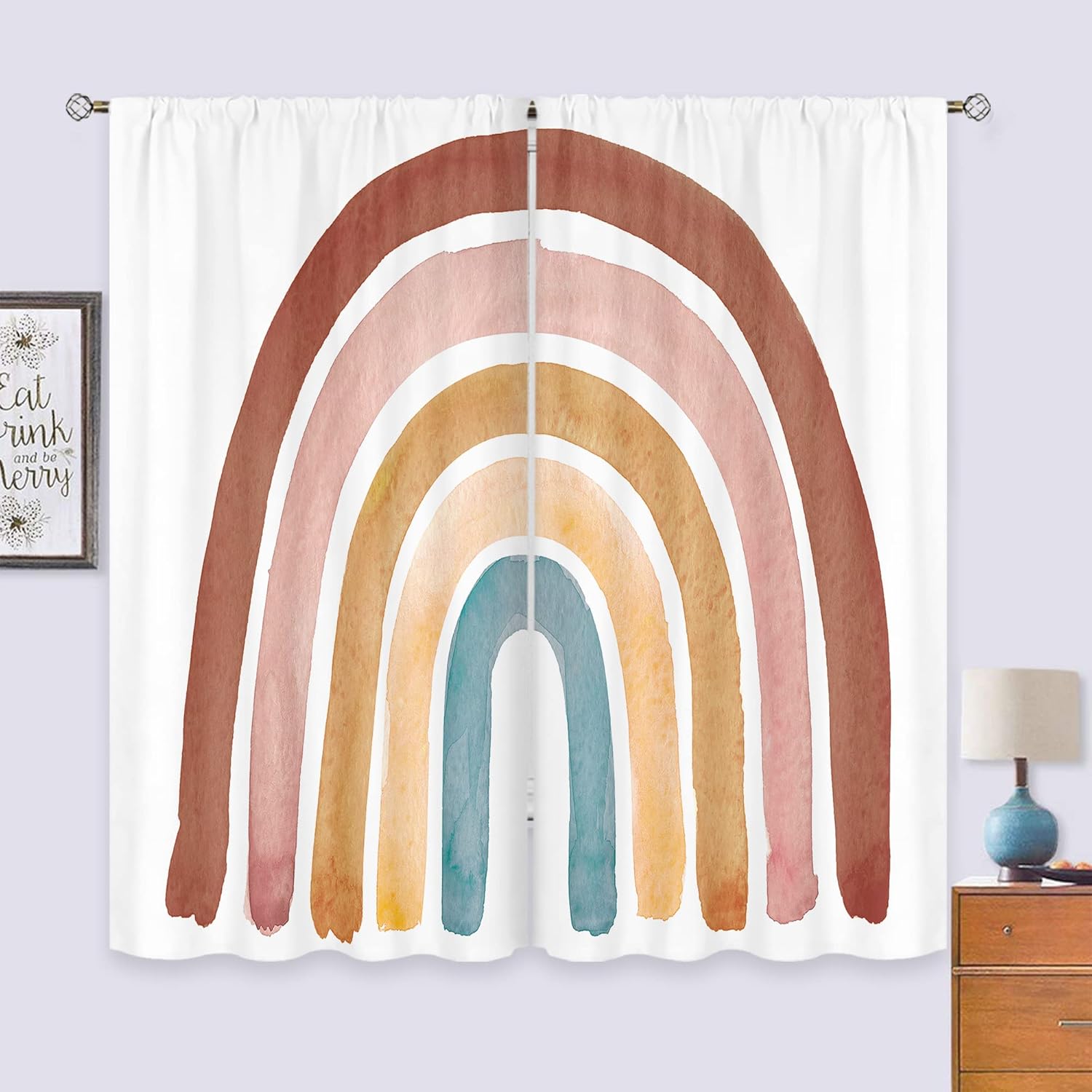 Baby Nursery Vintage - Kinder Boho Regenbogen Vorhänge für Baby