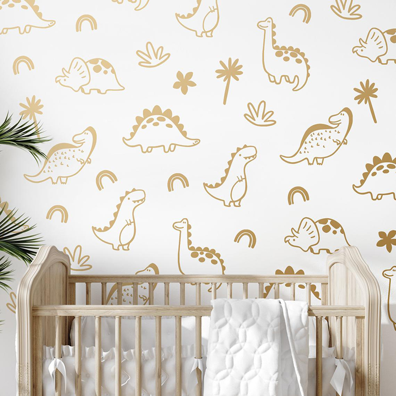 Baby Nursery Jungle Animals - Geometrischer Dinosaurier Baum Regenbogen Wandaufkleber Dschungel