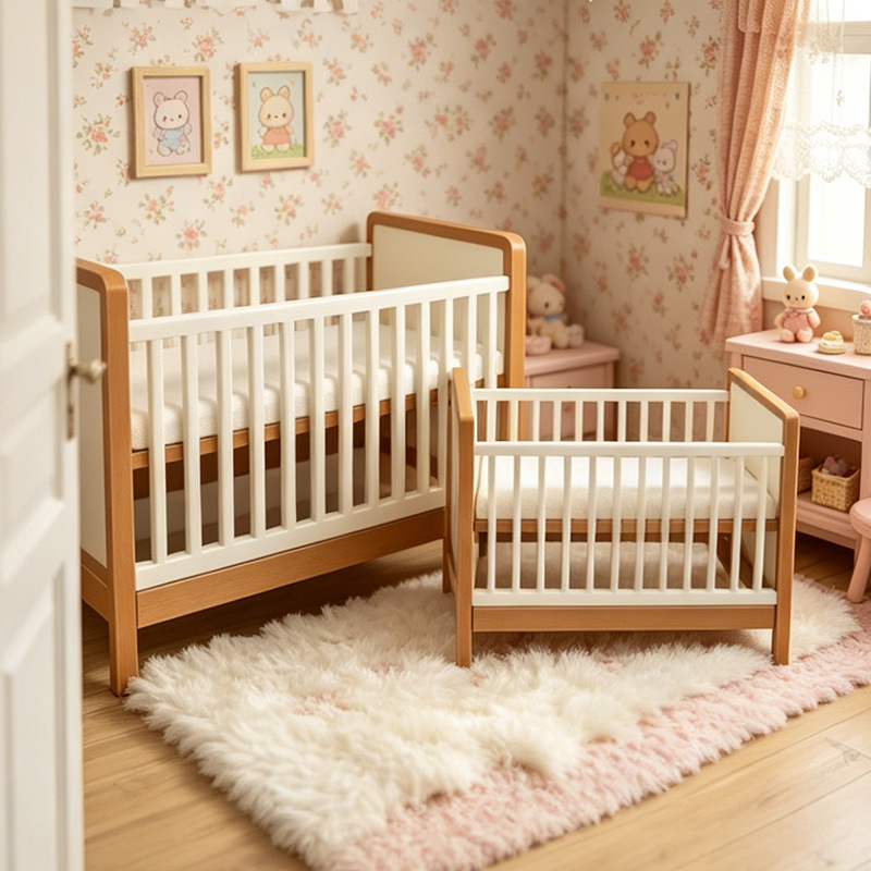 Baby Nursery Layout - Mini-Babybett aus Kunststoff, Zubehör für Puppenhaus-Kinderzimmermöbel,