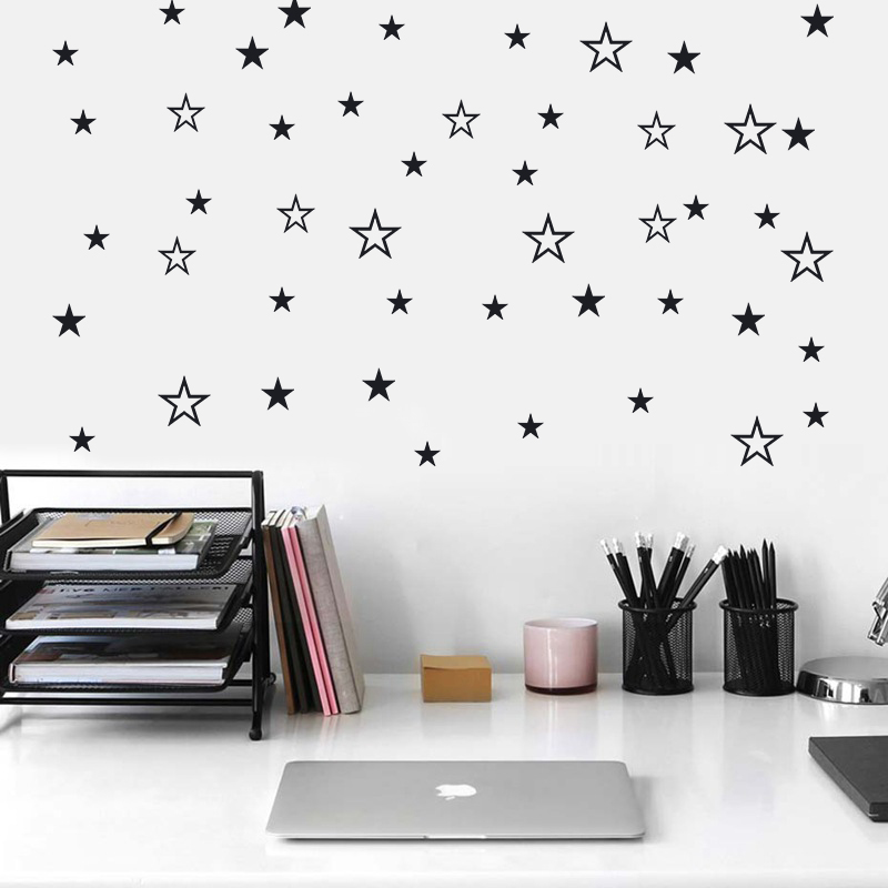 Baby Nursery Wallpaper - Gemischte Größe, hohle, solide Sterne, Wandaufkleber