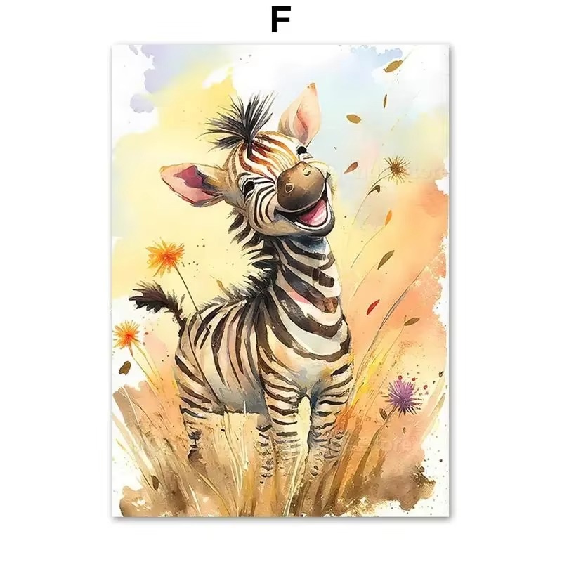 Baby Nursery Kids - Aquarell Löwe Giraffe Tiger Elefant Zebra