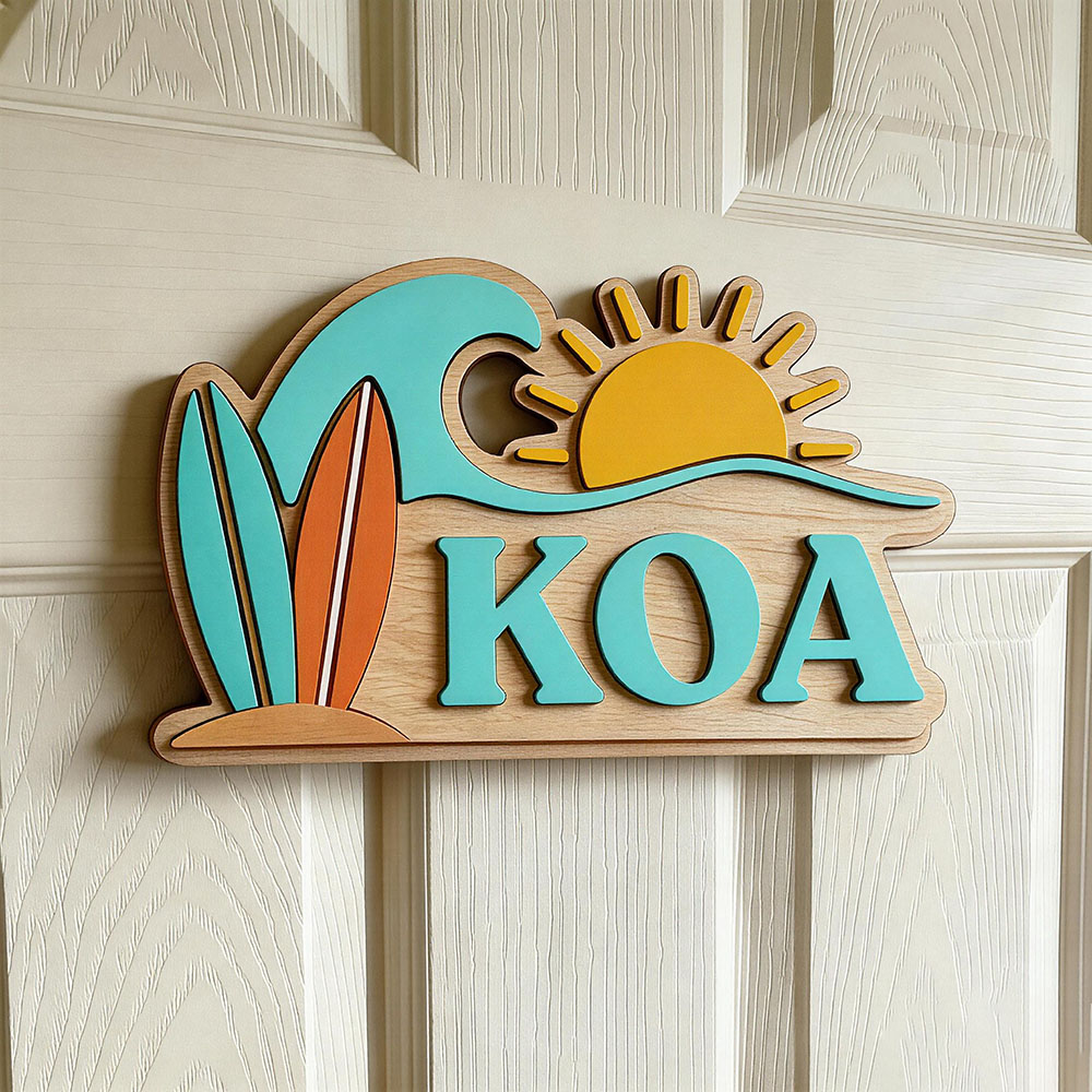 Baby Nursery Kids - Personalisiertes Strandwellen-Surfbrett Sonnennamen-Türschild für Kinderzimmer, Individuelles