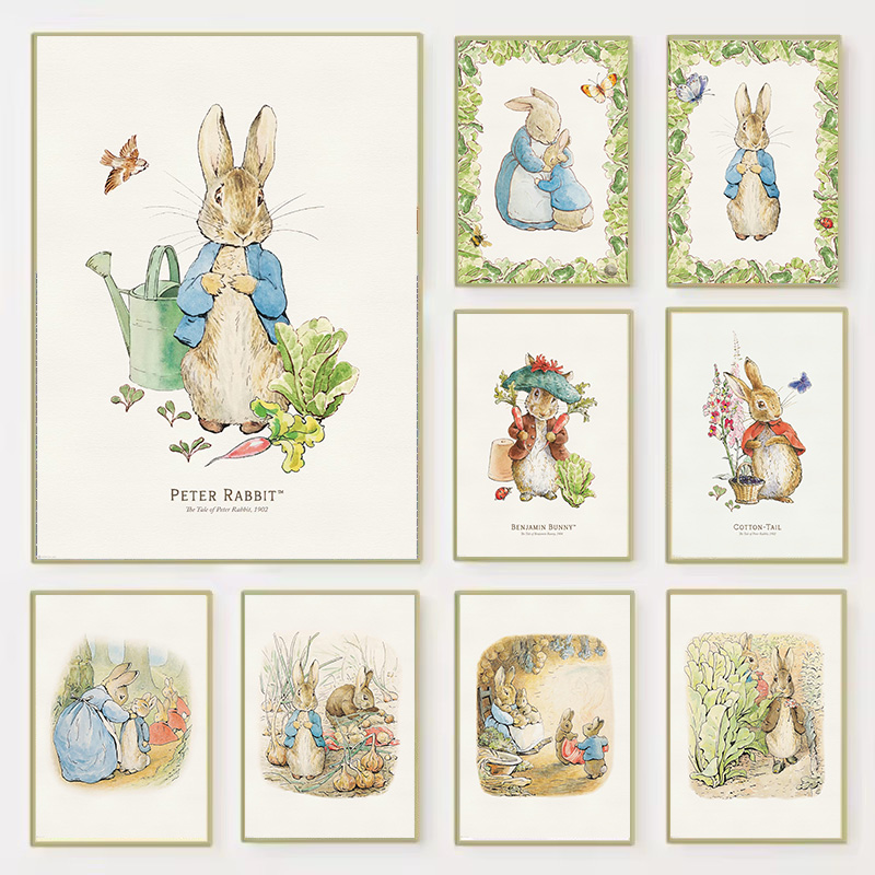 Baby Nursery Vintage Decor - 2026 Vintage Boho Hasen-Inspiriertes Kunstposter Babyzimmer