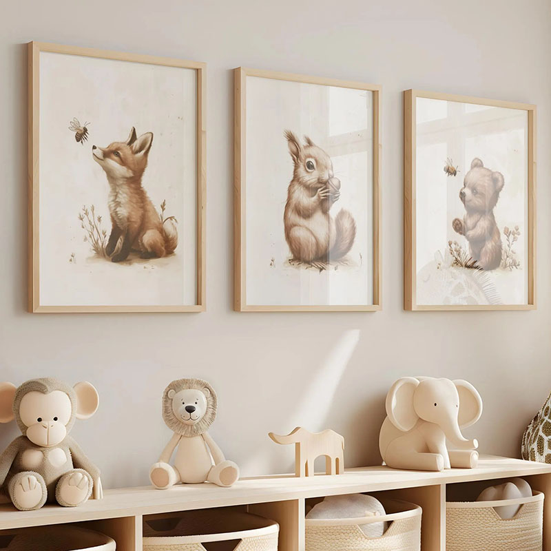 Baby Nursery Kids - Bär, Hase, Fuchs, Hirsch, Eichhörnchen, Maus