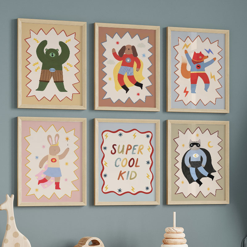 Baby Nursery Kids - Lustige Cartoon-Wandkunst für Kinderzimmer, Leinwandgemälde mit
