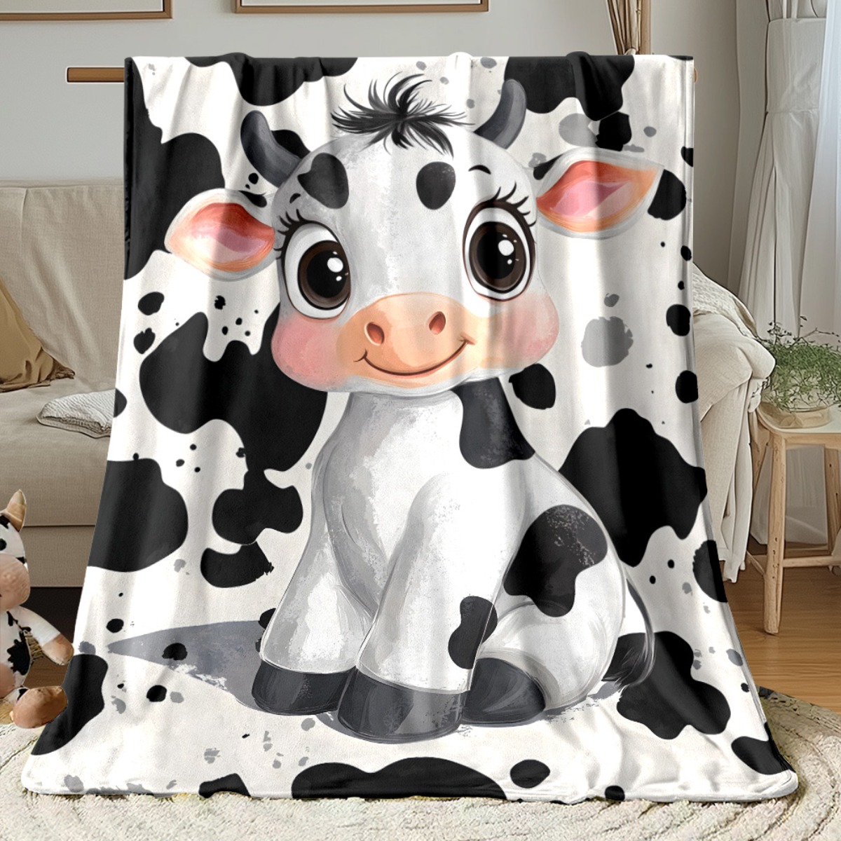 Niedliche Cartoon-Kuh, schwarz – Baby Nursery Animal Theme Bewertung und Preis
