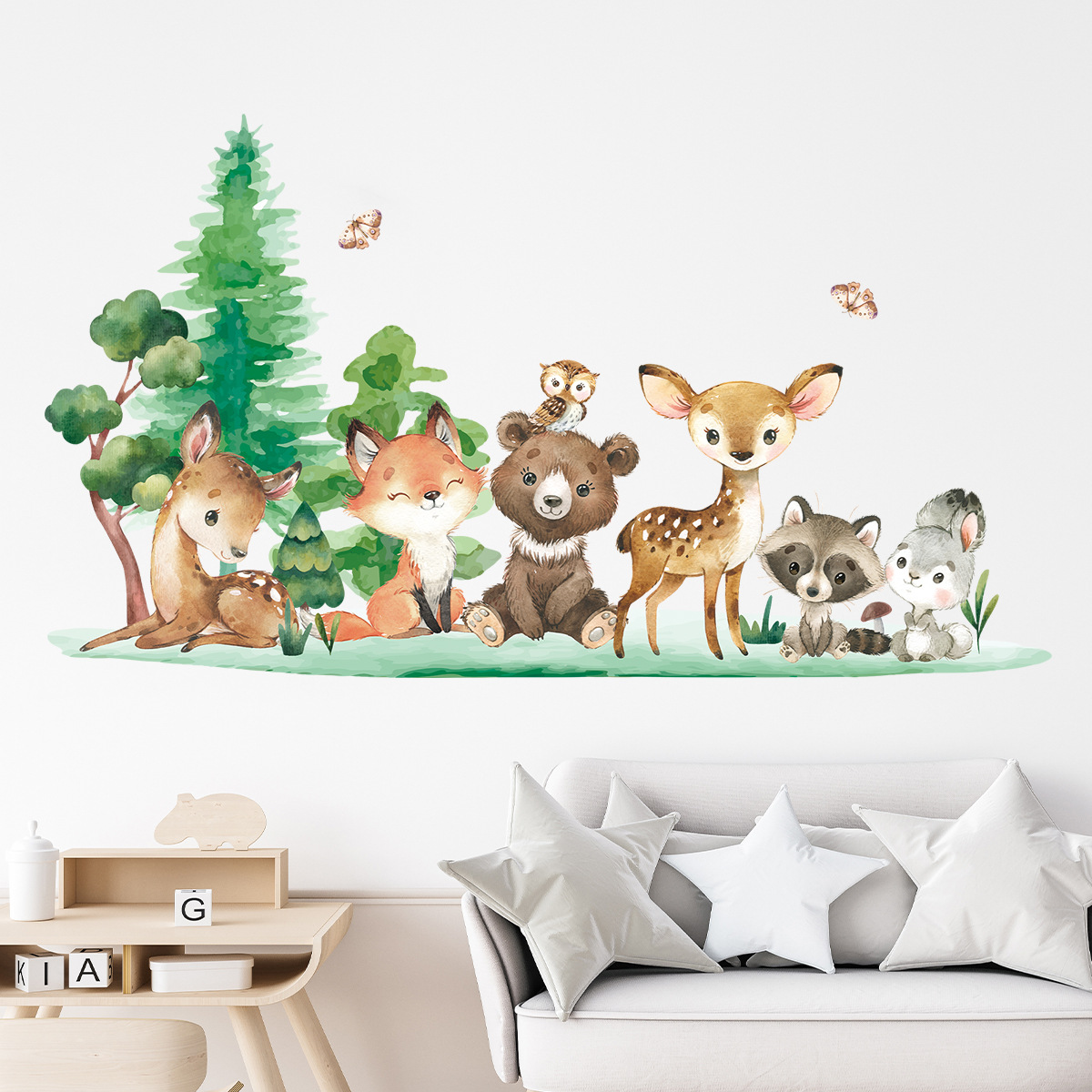 Waldtiere Thema Bär Hirsch Kan – Baby Nursery Animal Theme Bewertung und Preis