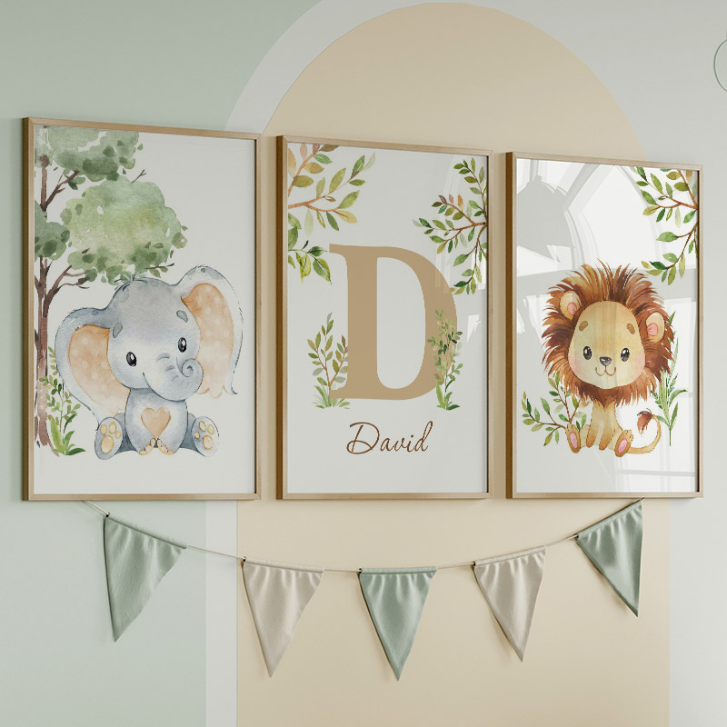 Löwe Elefant Giraffe Affe Zebr – Baby Nursery Jungle Animals Bewertung und Preis