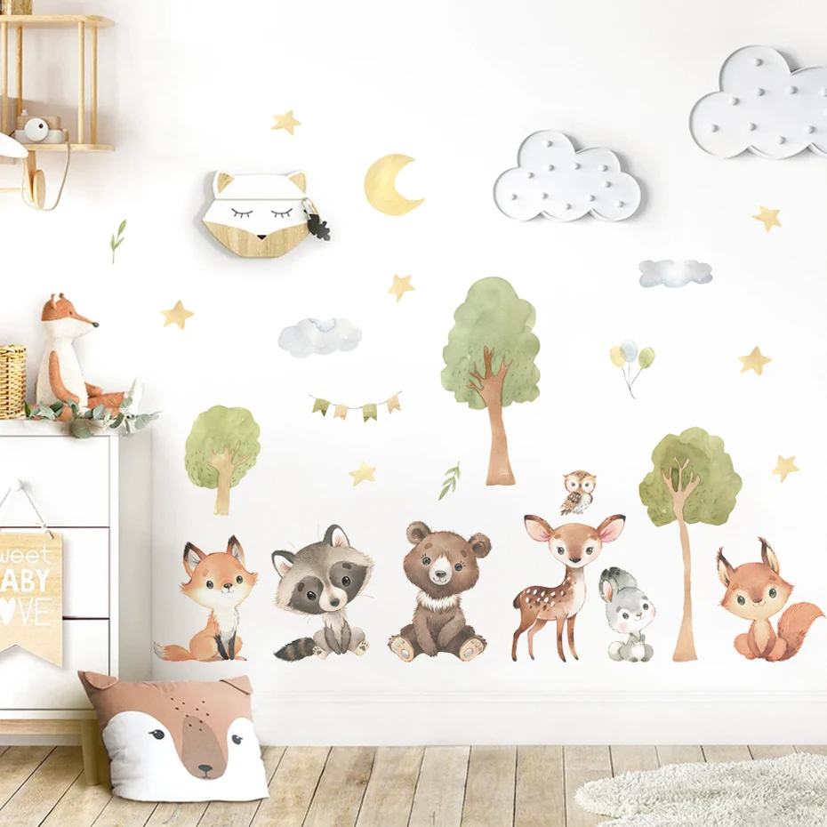 Waldtiere Thema Bär Hirsch Kan – Baby Nursery Animal Theme Bewertung und Preis