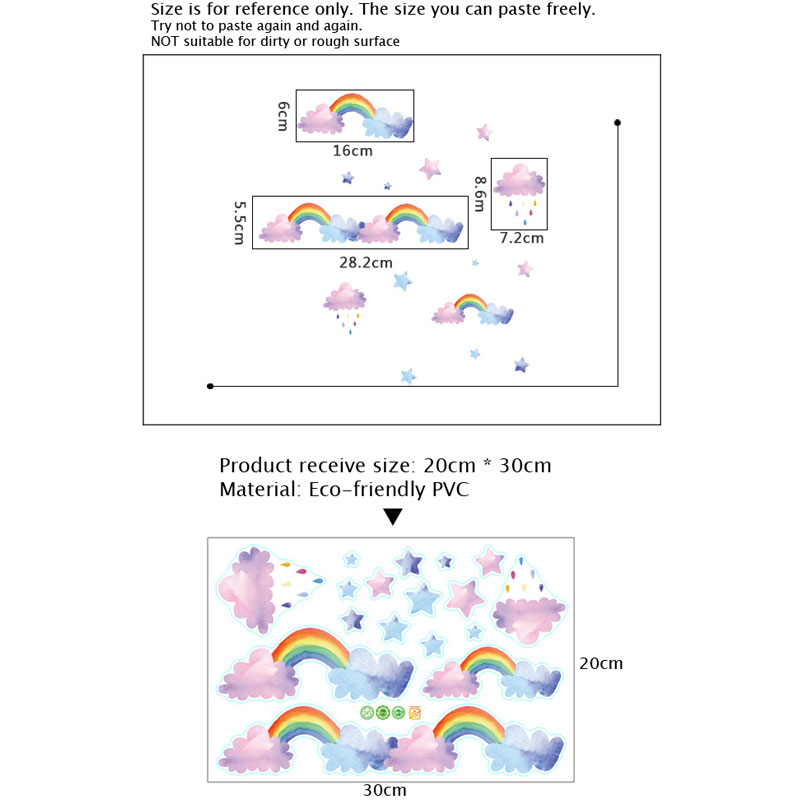 Cartoon-Wolken-Regenbogen-Wand – Baby Nursery Layout Bewertung und Preis