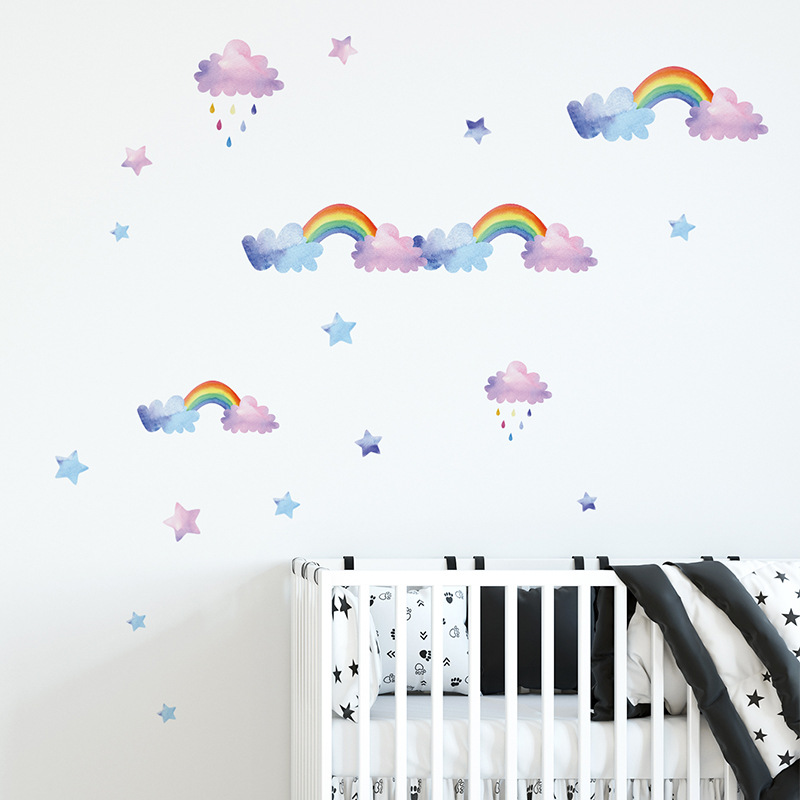 Cartoon-Wolken-Regenbogen-Wand – Baby Nursery Layout Bewertung und Preis