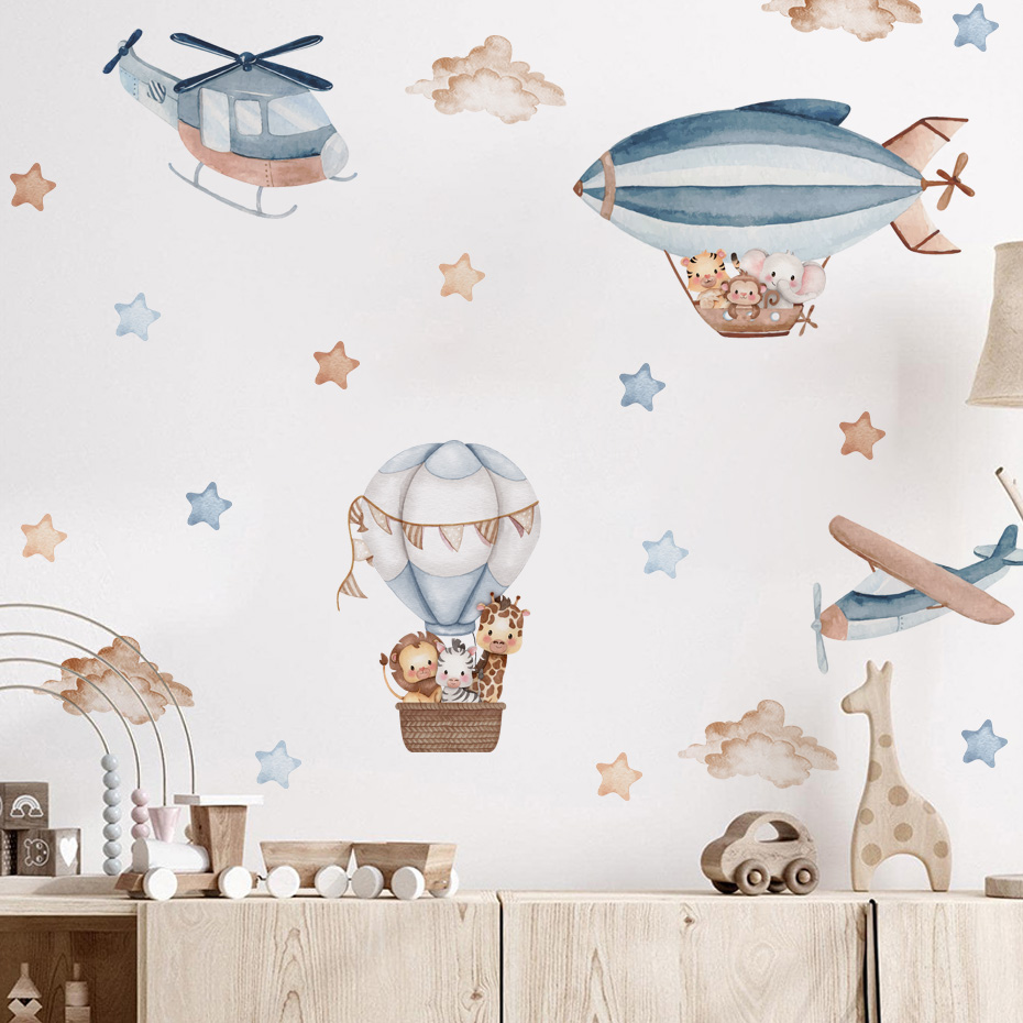 Aquarell Tiere Heißluftballon  – Baby Nursery Wallpaper Bewertung und Preis