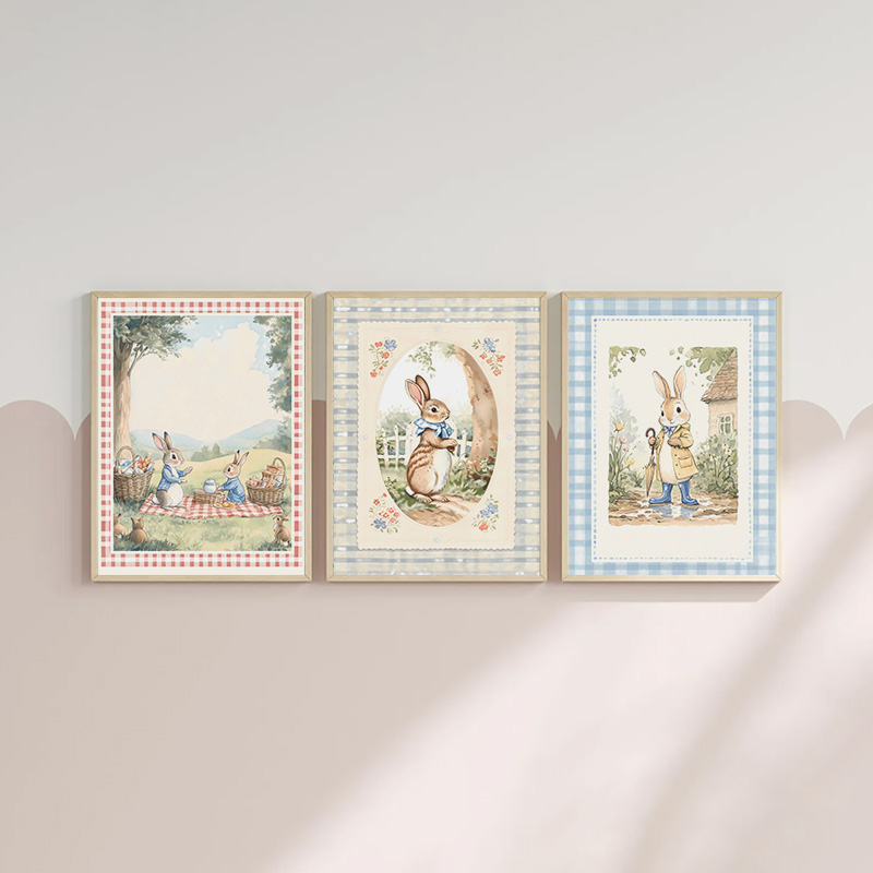 Vintage Boho Blue Plaid Rabbit – Baby Nursery Vintage Decor Bewertung und Preis