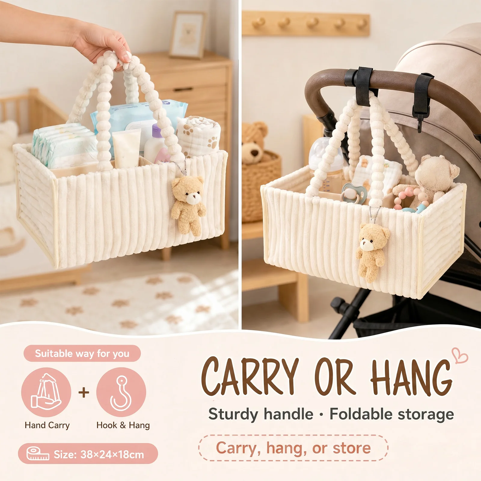 Baby-Windel-Organizer aus Cord – Diaper Caddy Organizer Bewertung und Preis
