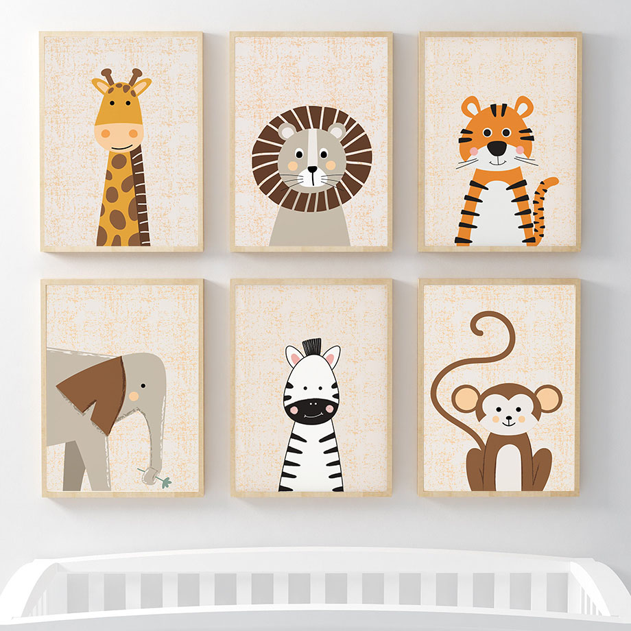 Löwe Giraffe Elefant Zebra Aff – Baby Nursery Jungle Animals Bewertung und Preis