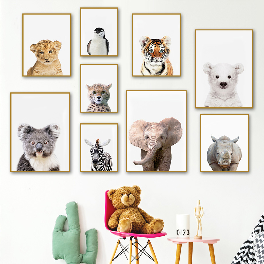 1 Stück rahmenlose Leinwandbil – Baby Nursery Jungle Animals Bewertung und Preis